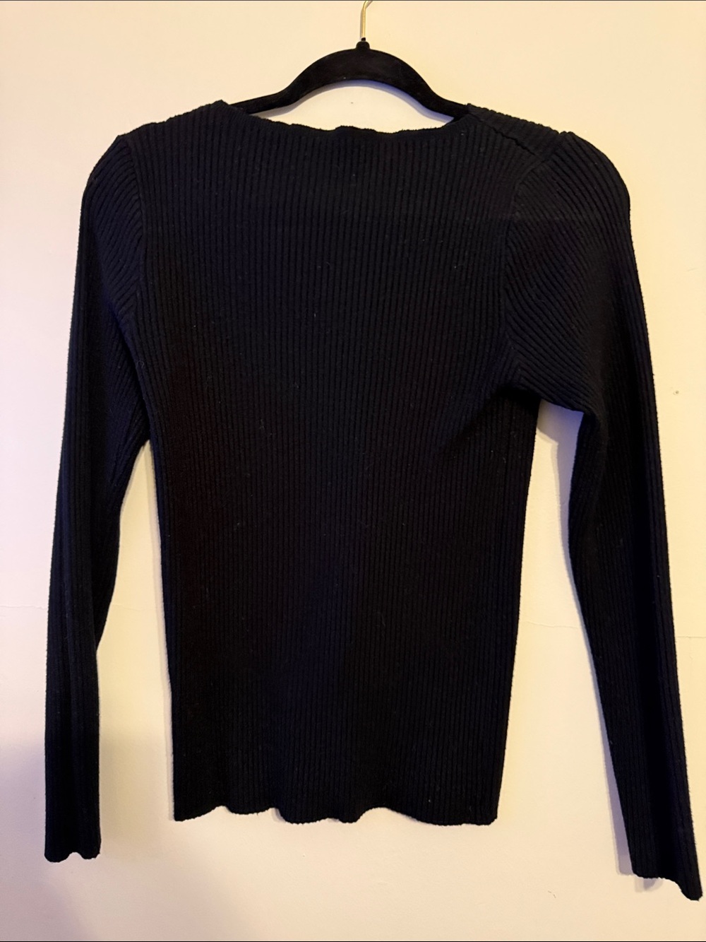 SHEIN Black Ribbed Long Sleeve Slim Knit Top